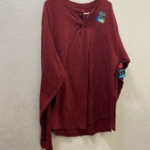 Hanes X-Temp Long Sleeve Henley Style T-Shirt Men’s XL Burgundy New With Tags